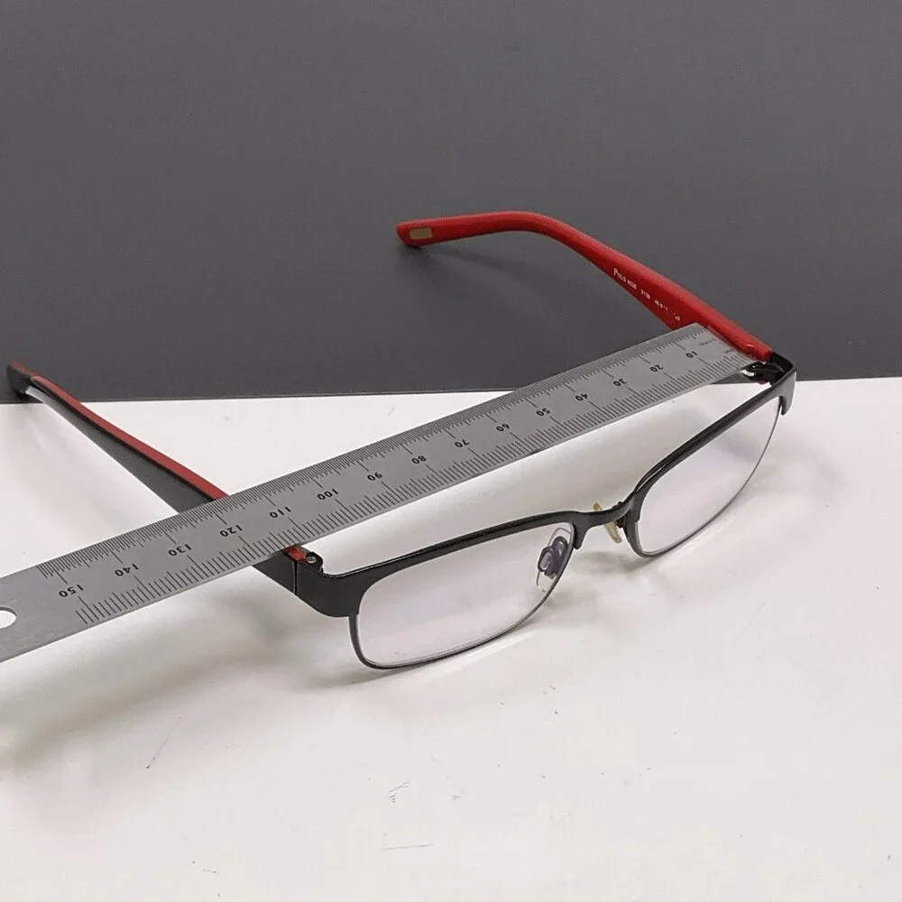 Polo Ralph Lauren 8036 3136 Black Red Rectangle Kids Eyeglasses Frames 46-15 125